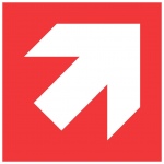 Pijl diagonaal, stickers, pictogrammen, brandbestrijdingstekens