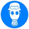 Dragen van helm,gasmasker  en zuurbril verplicht,stickers