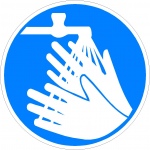 Handen wassen verplicht, pictogrammen en stickers