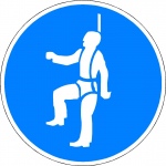 Individueel veiligheidsharnas verplicht, pictogrammen en stickers
