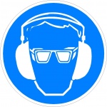 Oog- en gehoorbescherming verplicht stickers, pictogrammen,