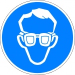 Oogbescherming verplicht, pictogrammen en stickers,