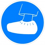 Voetafscherming verplicht, stickers en pictogrammen