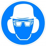 Volledige bescherming verplicht, stickers en pictogrammen,