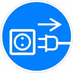 Voor het openen stekker uit stopcontact trekken, pictogrammen