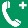 Telefoon voor redding en eerste hulp, stickers, pictogrammen