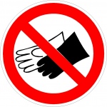 Dragen van handschoenen verboden, pictogrammen,stickers