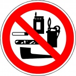 Bezit van tabak, aanstekers, lucifers verboden, pictogrammen,stickers