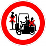 Meerijden op heftruck verboden, pictogrammen, stickers