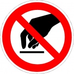 Verboden aan te raken,pictogrammen,stickers, verbodstekens