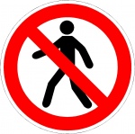 Verboden voor voetgangers, pictogrammen ,stickers, verbodstekens