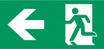 Vluchtroute aanduiding links, stickers, pictogrammen