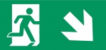 Vluchtroute aanduiding trap af rechts,stickers, pictogrammen