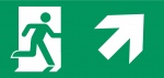 Vluchtroute aanduiding trap op rechts,stickers, pictogrammen,ISO 7010