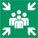 Vluchtroute aanduiding verzamelplaats,stickers, pictogrammen