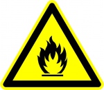 Ontvlambare stoffen of hoge temperaturen, veiligheidspictogrammen